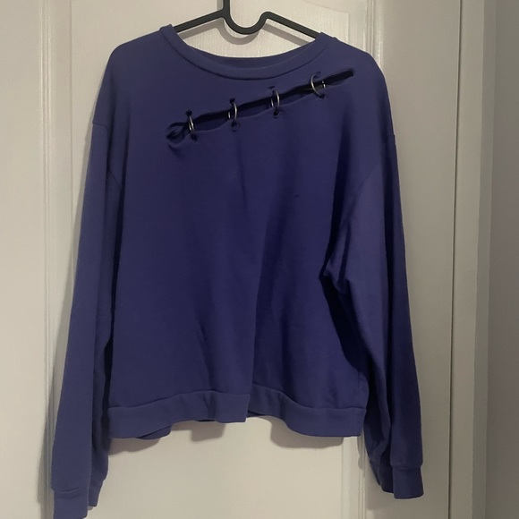 Mango Tops - FREE WITH PURCHASE/ Mango Purple Piercing Detail Sweatshirt
